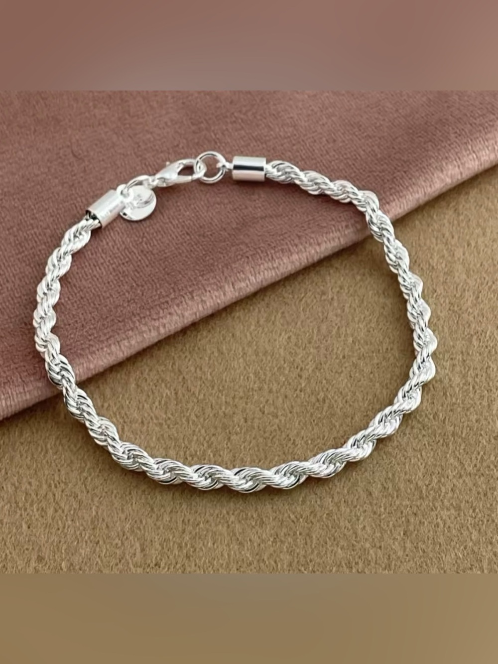 Italian Luxury Jewelry 925 Sterling Silver Rope Chain Bracelet 7.5″ NWOT